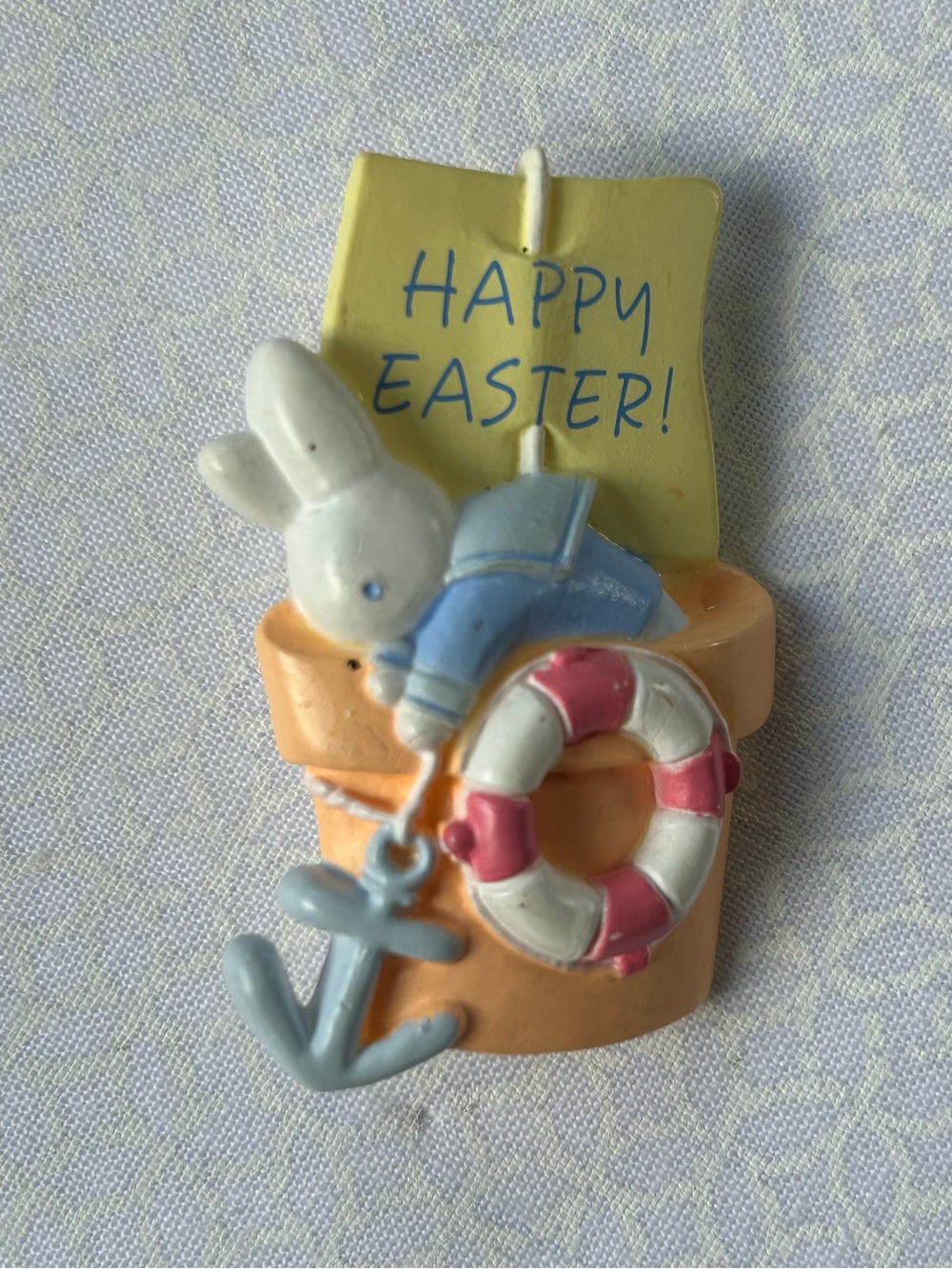 Vintage Hallmark Easter Bunny Brooch Pin - Pastel Blue, Peach, Pink